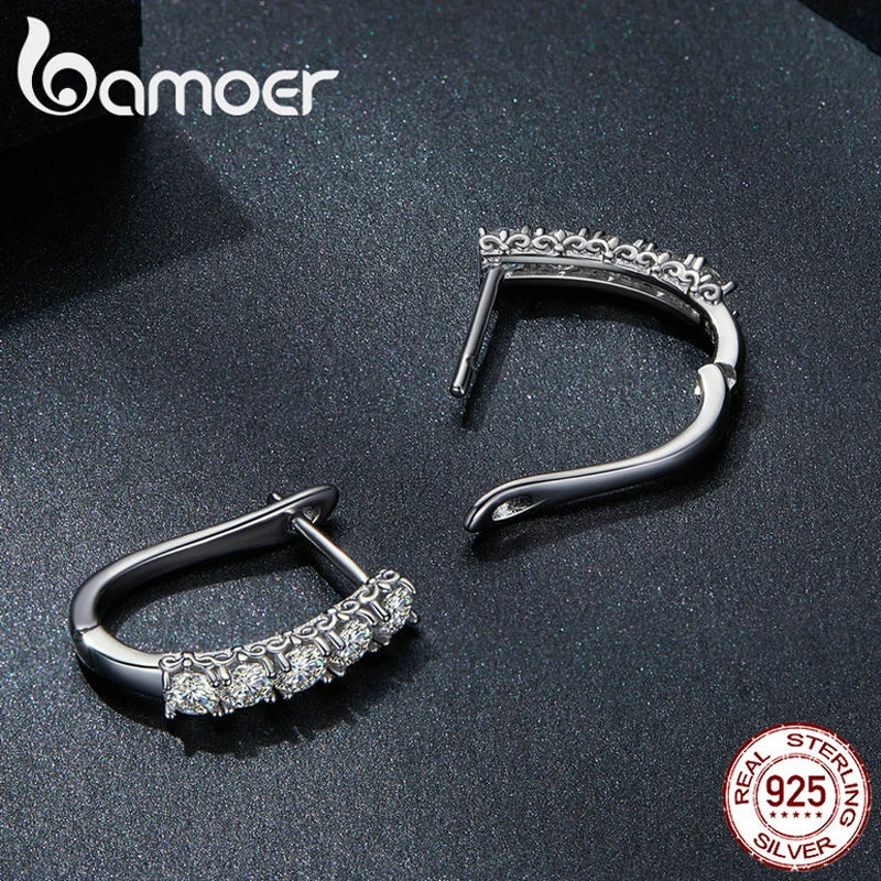 1.0CT Moissanite Ear Buckles 925 Sterling Silver U-Shaped Hoop Earrings for Women Valentine's Day Jewelry Gift