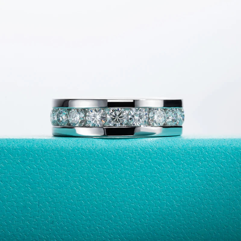 Stunning Moissanite Full Eternity Wedding Band Ring for Men & Women