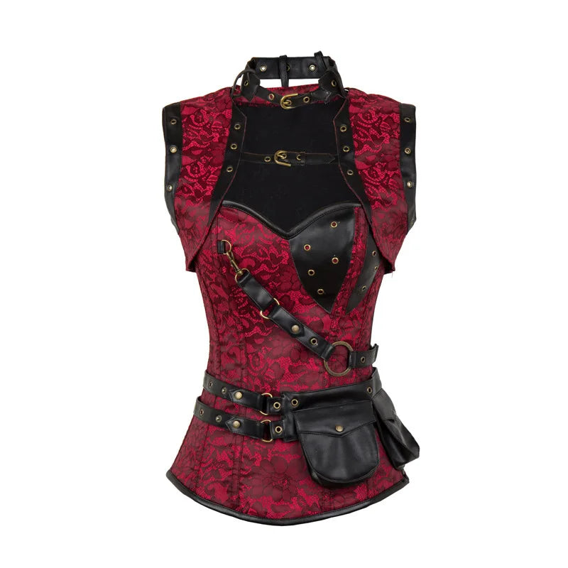 Retro Jacquard Floral Corsets Top Steampunk Women Sexy Goth Corset Overbust Gothic Bustier Bodice Femme Punk Clothing Plus Size