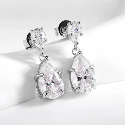 Pear Cut 100% D Color Full Moissanite Drop Earrings for Women Top Quality 925 Sterling Silver Plated 18k Jewelry