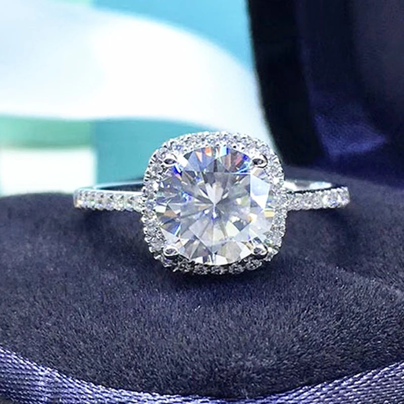 Moissanite halo engagement rings for women.