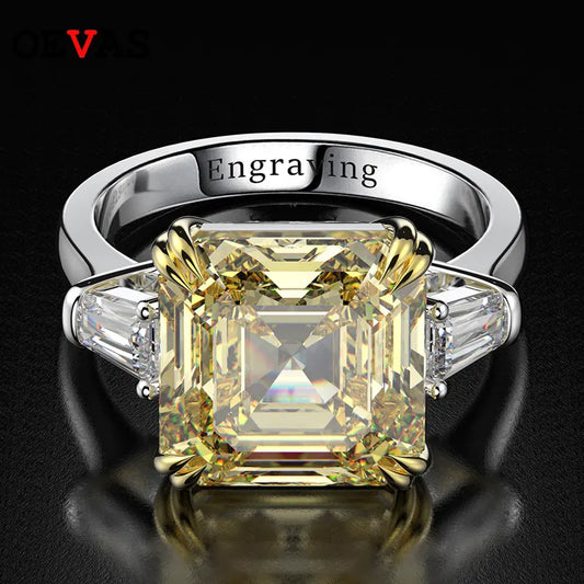 100% 925 Sterling Silver Created Moissanite Citrine Diamonds Gemstone Wedding Engagement Ring Fine Jewelry