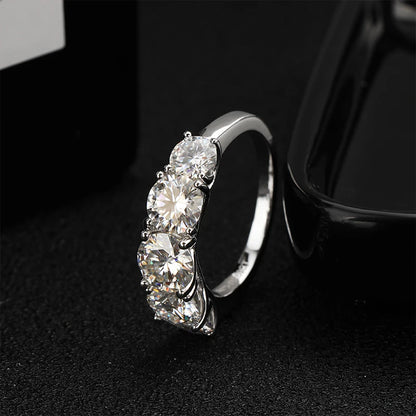 5 Stones 3.6CT D Color Moissanite Rings for Women Sparkling Diamonds with Certificates 925 Sterling Sliver Wedding Ring
