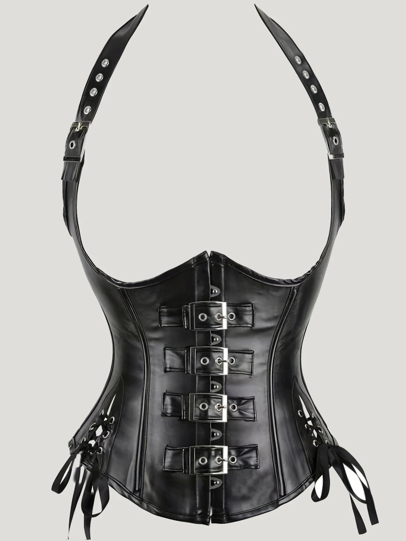 Sexy Leather Corset Top Steampunk Bustier and Corsets for Women Waist Corset Underbust Slimming Waist Trainer Halter Lace Up