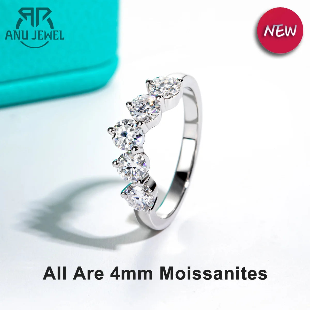4mm 1.5cttw D Color Moissanite Wedding Band 925 Sterling Silver Lab Created Diamond Rings For Women Jewelry