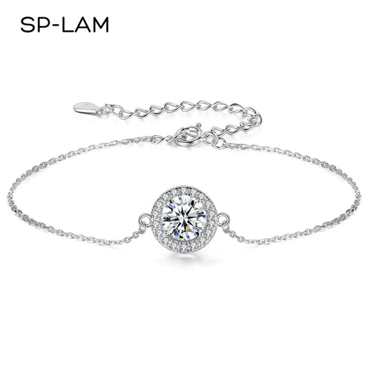 1Ct Moissanite Bracelet With Certificate Fashion Trendy 925 Sterling Silver Chain Charms For Women Luxe Jewelry