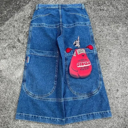 Vintage Embroidered baggy jeans women JNCO Y2K clothing high quality Hip Hop jeans streetwear Goth high waisted jeans