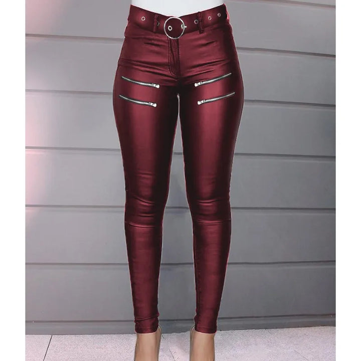 Women's Tight Zipper Decor Fashion Leggings Trousers Street Clothing Women Casual High Waist Skinny Pants