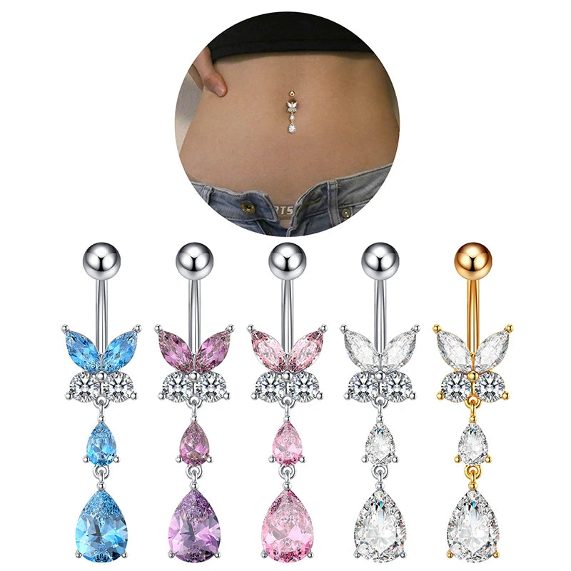 Zirconium butterfly belly button piercing rings.