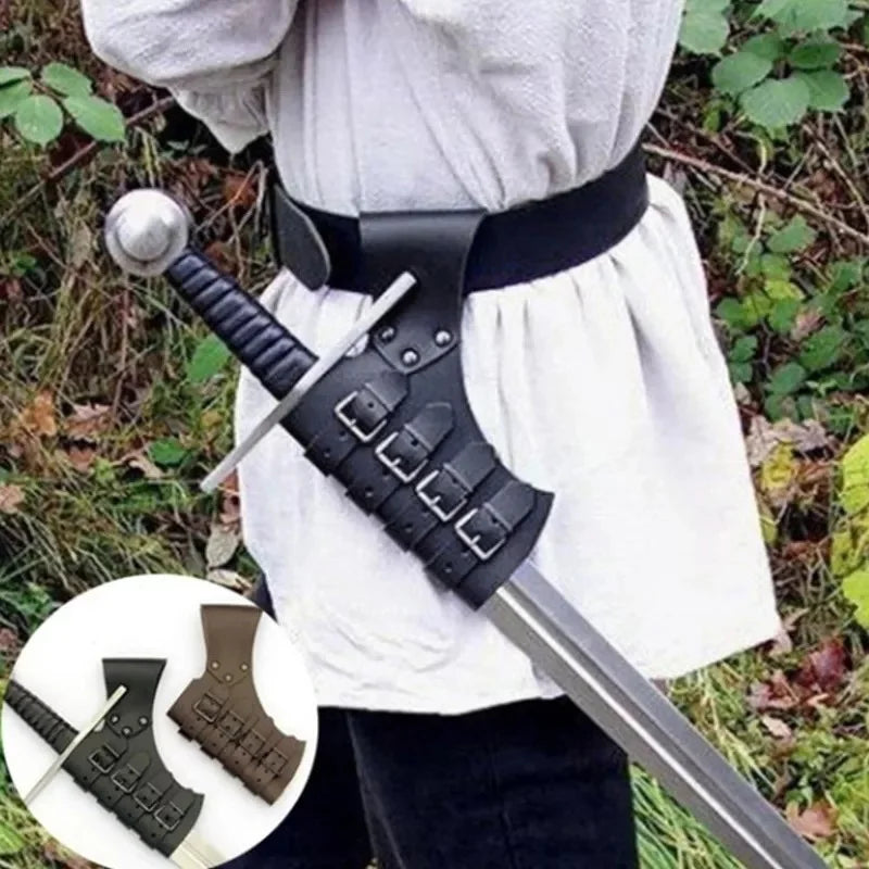 Medieval Viking Warrior Armor PU Leather Sword Belt Waist Sheath Scabbard Black Brown Rapier Buckle Strap Women Men Cosplay Larp