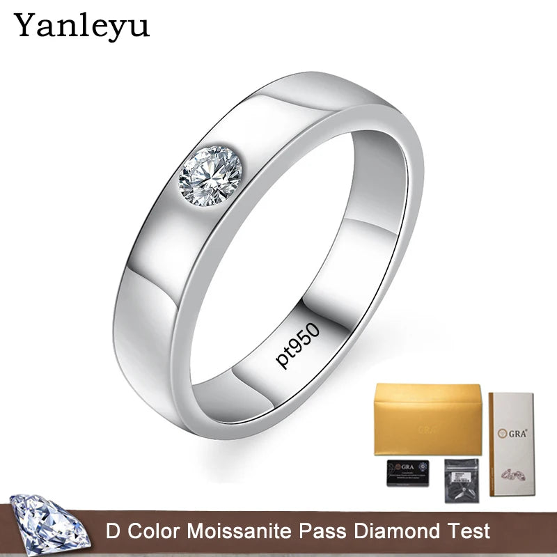 Men's Wedding Ring PT950 Platinum D Color Moissanite Diamond Ring Couple's Engagement Ring Fine Jewelry