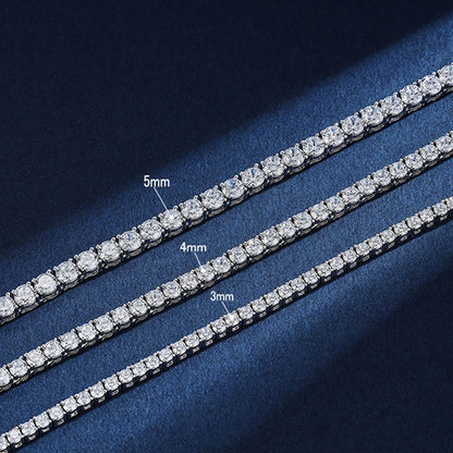 100% S925 Sterling Silver 4mm Moissanite Tennis Chain Necklace Sparkling Lab Diamond Necklace Fine Jewelry Certificated