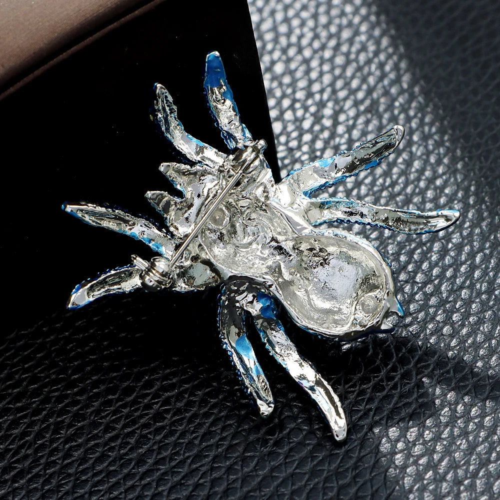 New Rhinestone Spider Brooch Fashion Rhinestone Insect Jewelry Large Pin Winter Accessories High Quality