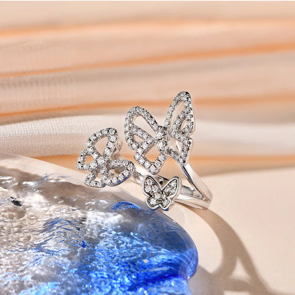 Attagems Moissanite Ring for Women Pass Test Christmas Butterfly Rings 925 Sterling Silver Wedding Fine Jewelry for Women's Gift