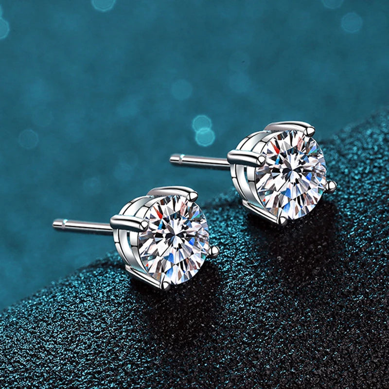 Moissanite Earrings For Women 100% 925 Sterling Silver with White Gold Plated Wedding Jewelry