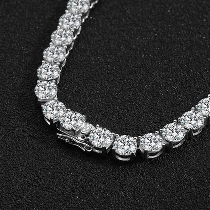 VVS1 6.5mm Full Moissanite Tennis Necklace for Women Man Sparkling Diamond with GRA 925 Sterling Silver Neck Chain