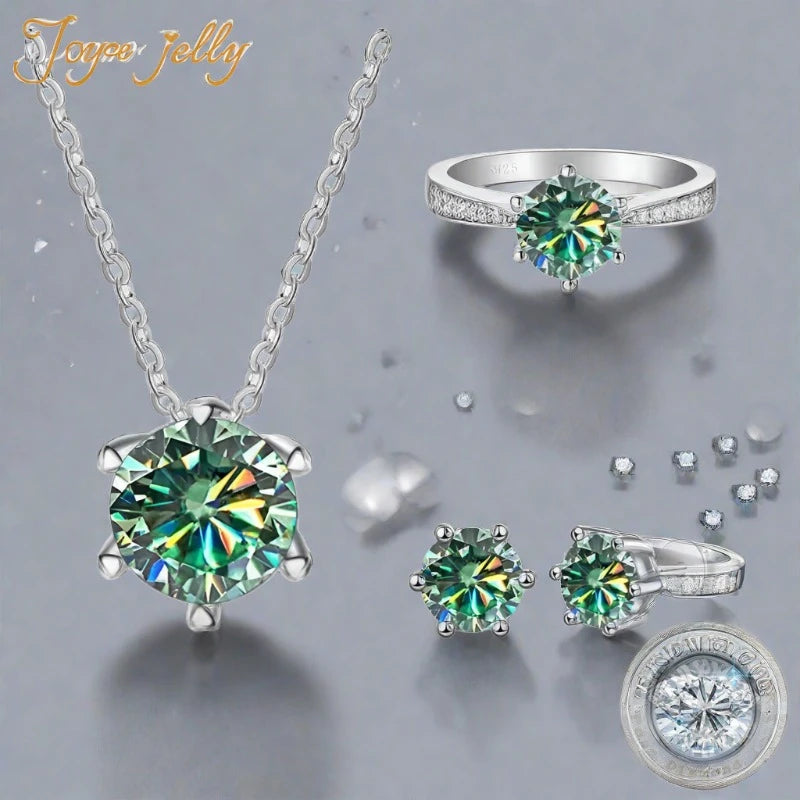 Moissanite Jewelry Set With 1CT D Color VVS 3EX moissanite stone pass diamond test Wedding Luxury Fine Jewelry gift