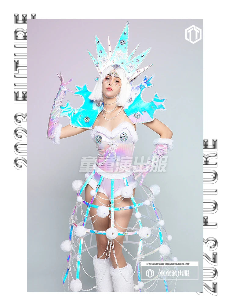 Cosplay  costume Colorful snowflakes Drag Costumes Show Party  Drag Queen Club Special Occasion rave