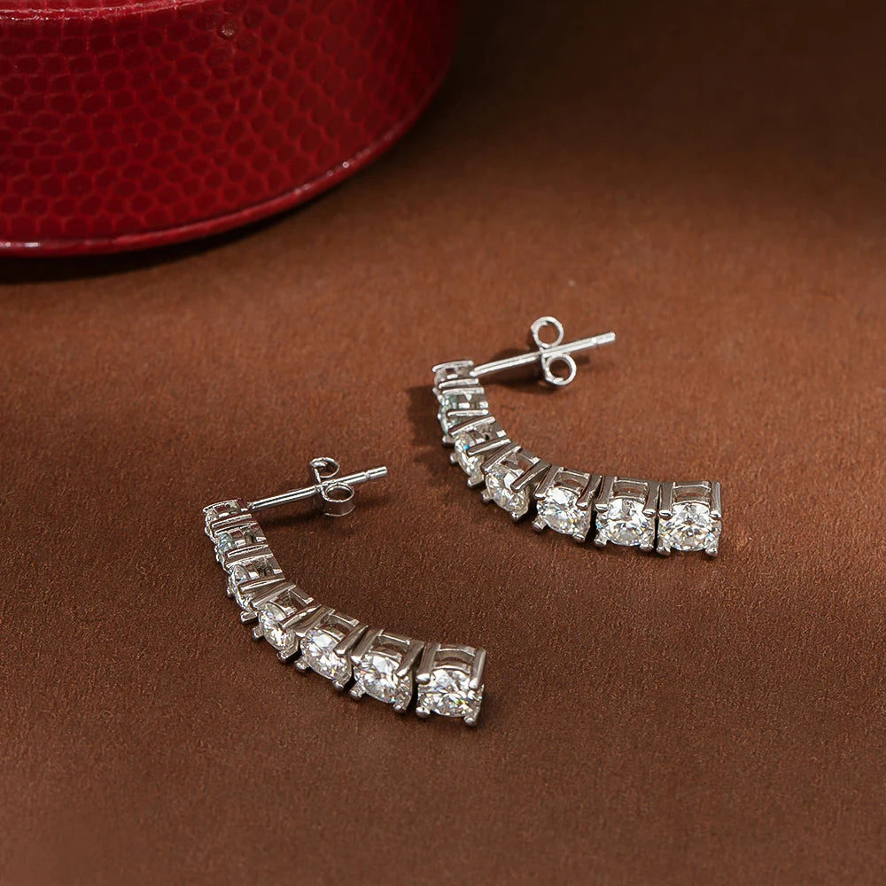 Moissanite & Diamond Drop Earrings with Tassels