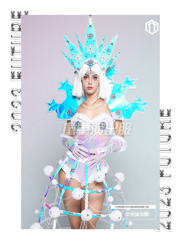 Cosplay  costume Colorful snowflakes Drag Costumes Show Party  Drag Queen Club Special Occasion rave