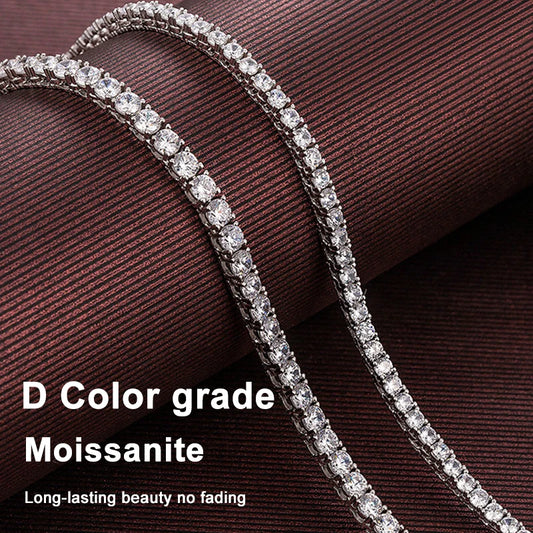 925 Sterling Silver Moissanite Tennis Necklace for Women Real 4mm Diamonds with GRA Certificate Neck Chain Fine Jewelry