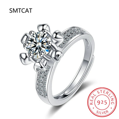 5.0ct Moissanite Engagement Ring Women 14K White Gold Plated Lab Diamond Ring Sterling Silver Wedding Rings Fine Jewelry