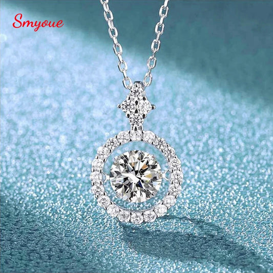 1/0.8 CT Moissanite Pendant For Women Simulated Diamond Necklace S925 Sterling Silver Jewelry Girl Valentine's Day Gift