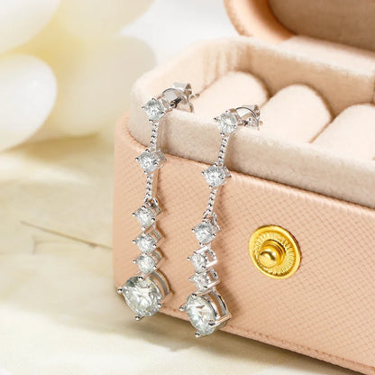3cttw D Color Moissanite Dangle Earrings For Women 925 Sterling Silver Original Long Tassel Ear Drops Engagement Wedding Jewelry