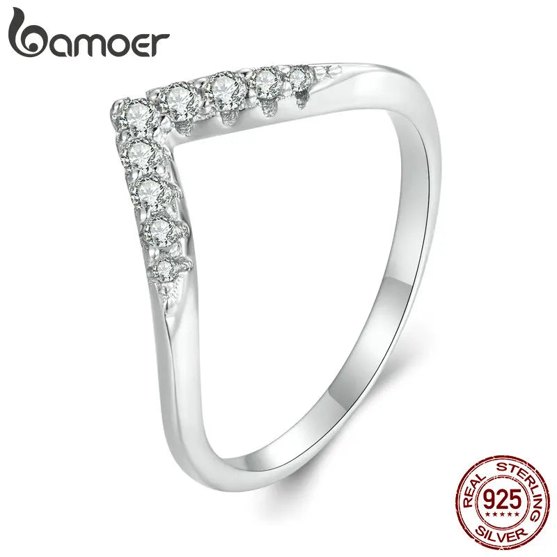 V-shape Moissanite Ring Delicate Lab Diamond Ring 925 Sterling Silver for Women Engagement Wedding Jewelry