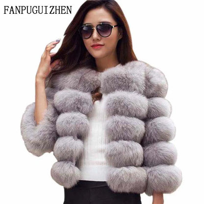 Women Coats Autumn Winter New Fashion Pink Faux Fur Coat Elegant Thick Warm Outerwear Fake Fur Woman Jackets