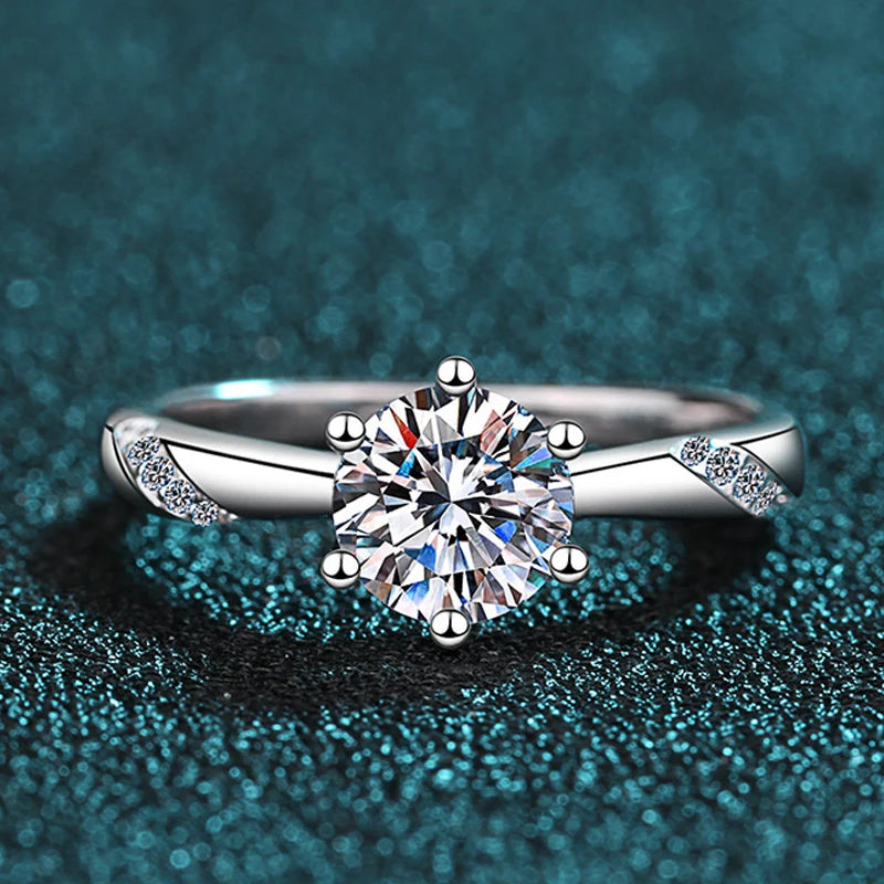Moissanite Ring 925 Sterling Sliver White Gold Plated 3ct D VVS1 Lab Diamond with GRA Fine Wedding Rings for Women