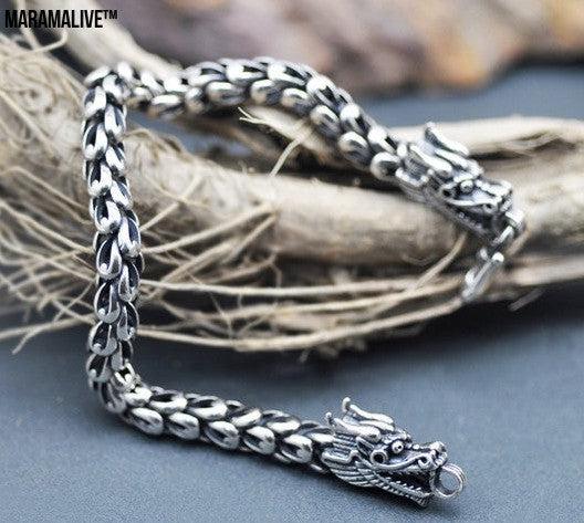 S925 Sterling Silver Dragon Scale Retro Bracelet