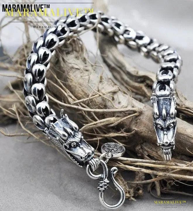 S925 Sterling Silver Dragon Scale Retro Bracelet