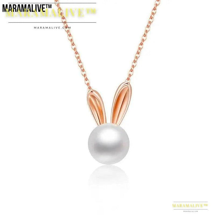 S925 Sterling Silver Freshwater Pearl Pendant Clavicle Chain