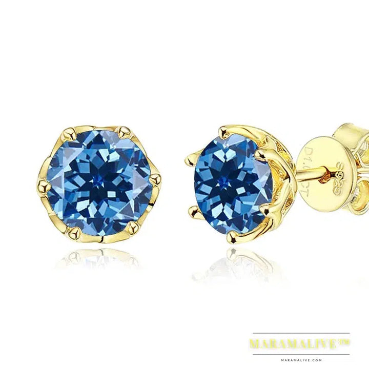 S925 Sterling Silver Gold Plated D Color Moissanite Stud Earrings For Women Top Quality Sparkling Wedding Jewelry