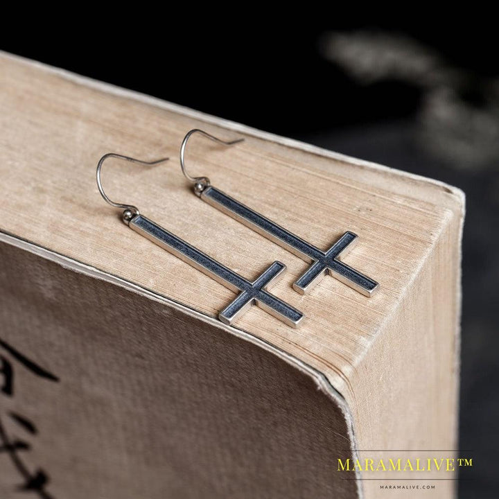 S925 Sterling Silver Gothic Earrings Cross