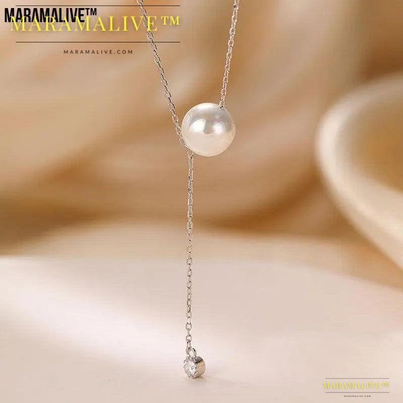 S925 Sterling Silver Pearl Tassel Necklace For Women