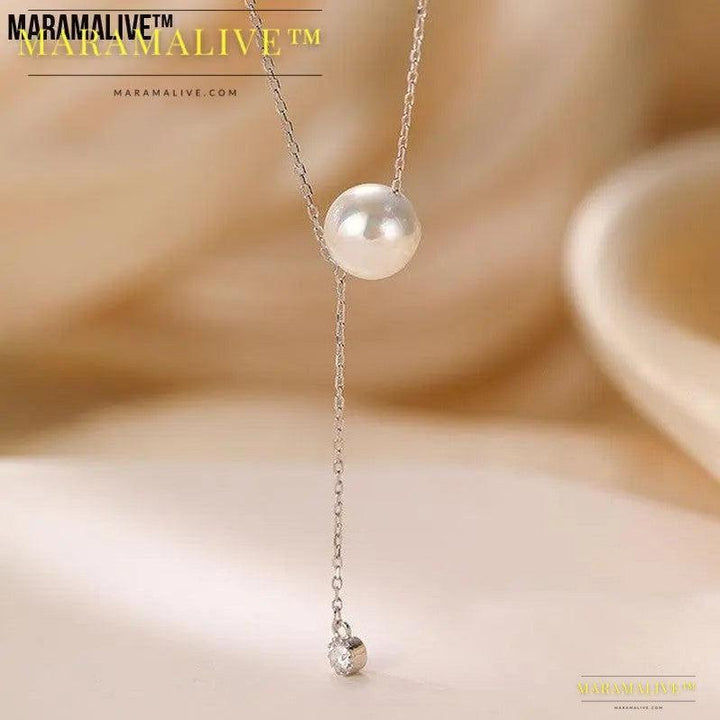 S925 Sterling Silver Pearl Tassel Necklace For Women