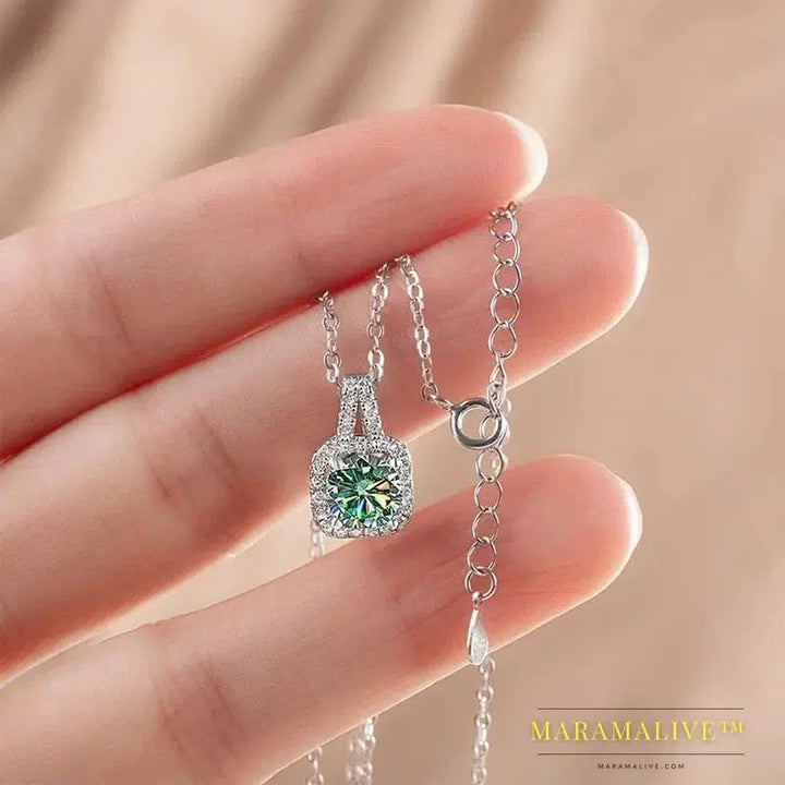 S925 Sterling Silver jewelry for women 1 carat moissanite diamond 3 pieces set necklace ring earrings wedding party