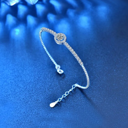 925 Sterling Silver 0.5 Carat Moissanite Round Bracelet High-End Simple Niche Design Sense Ladies Mother Souvenir
