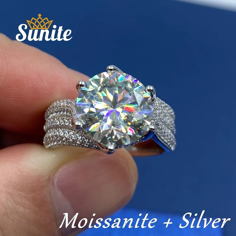 5.0ct 3.0ct Blue Red Moissanite Diamond Ring for Women Men's Gift Engagement Ring S925 Silver Ruby Sapphhire Emerald