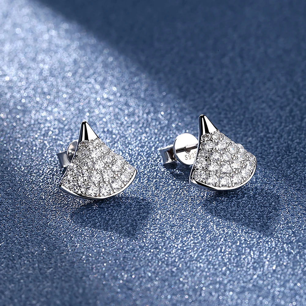 Skirt Fan-Shaped Moissanite Stud Earrings 0.76CT D VVS1 Lab Diamond S925 Sterling Silver Earring Fine Jewelry For Women Gift
