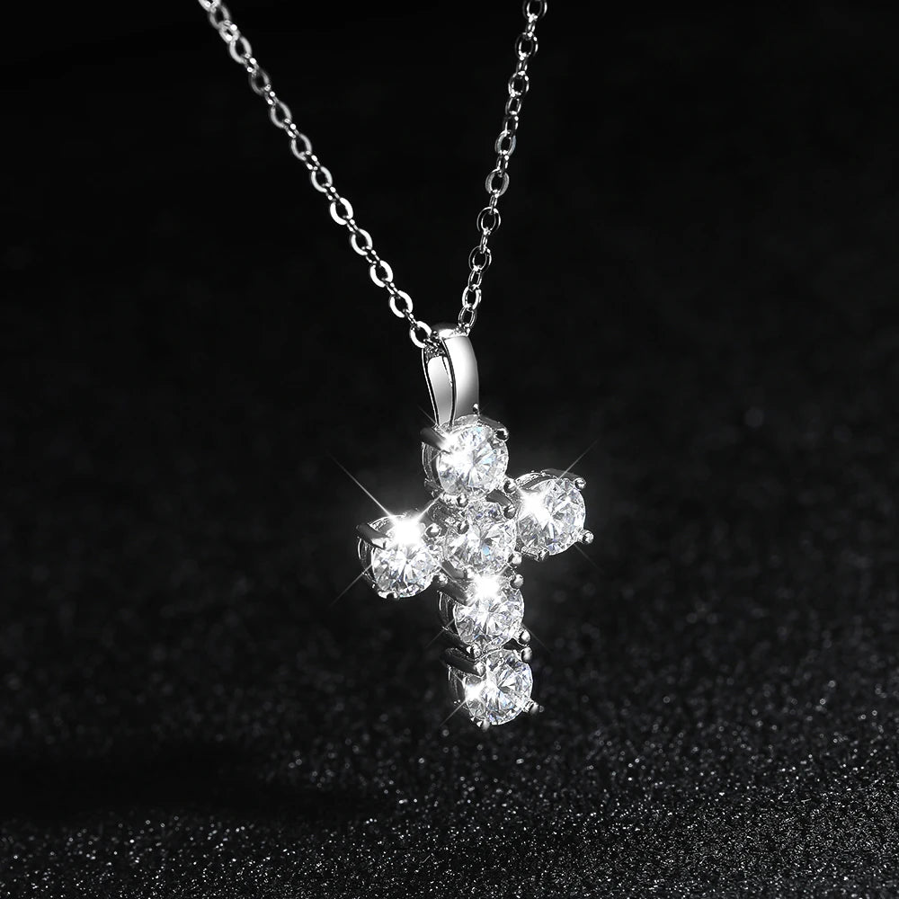 3ct D VVS1 Moissanite Cross Pendant Necklaces for Women Man Sparking Diamond with GRA 100% 925 Sterling Silver Necklace