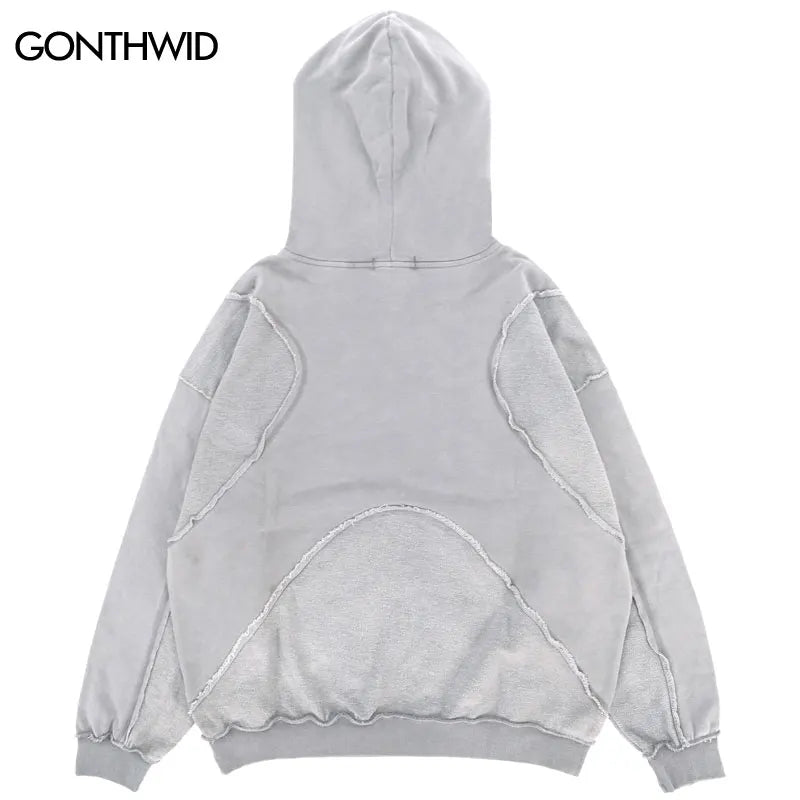Vintage Hoodie Streetwear Hip Hop Embroidery Letter Washed Pullover Punk Goth Cotton Hooded Sweatshirt 2023 Men Fashion