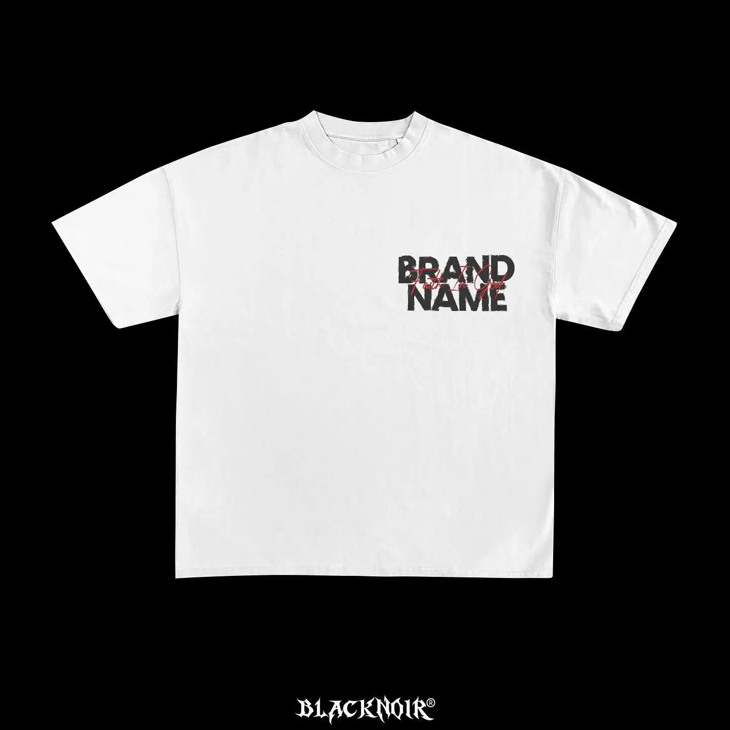 White, high-quality cotton T-shirt with the text "Maramalive™" in black and red letters on the left chest. The word "Mara" is slightly overlapped by "alive." This New street letter Print oversized t shirt men clothing graphic 2023 cotton American gothic high quality goth y2k tops also features the text "BLACKNOIR" at the bottom.