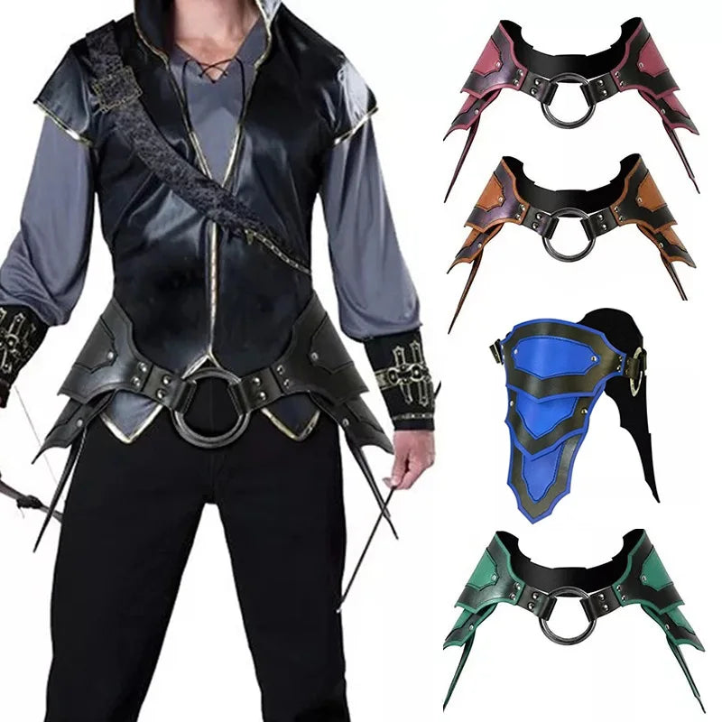 Medieval Dark Knight Warrior Cosplay Accessory Leather Tasset Viking Archer Hunter Waist Armor Faulds Belt LARP O Ring Waistband