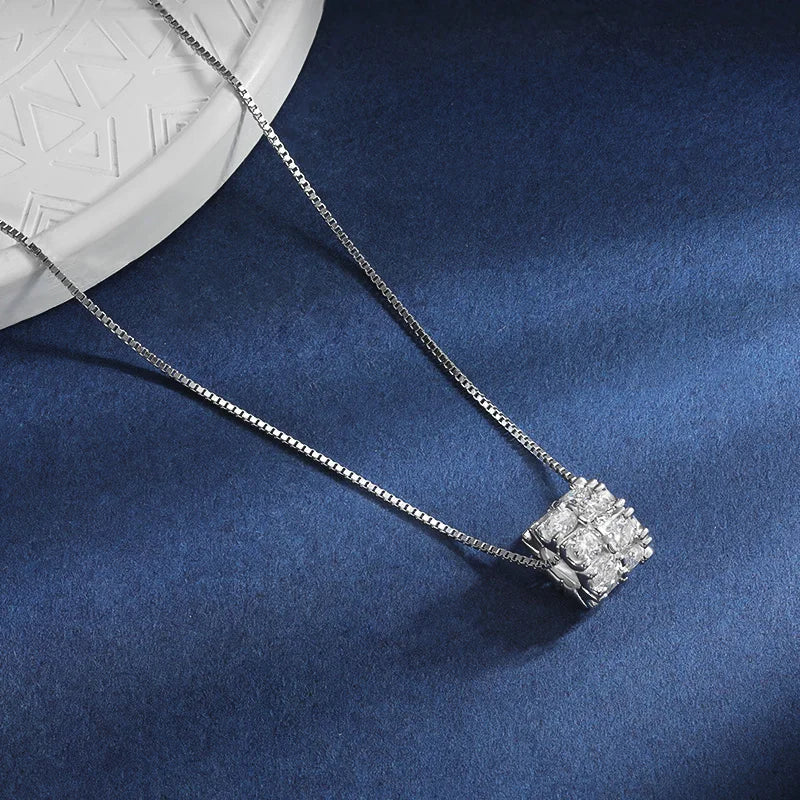 Elegant Sparkling Moissanite & Diamond Wheel Pendant