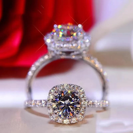 Square Moissanite Diamond Alternative Engagement Ring.