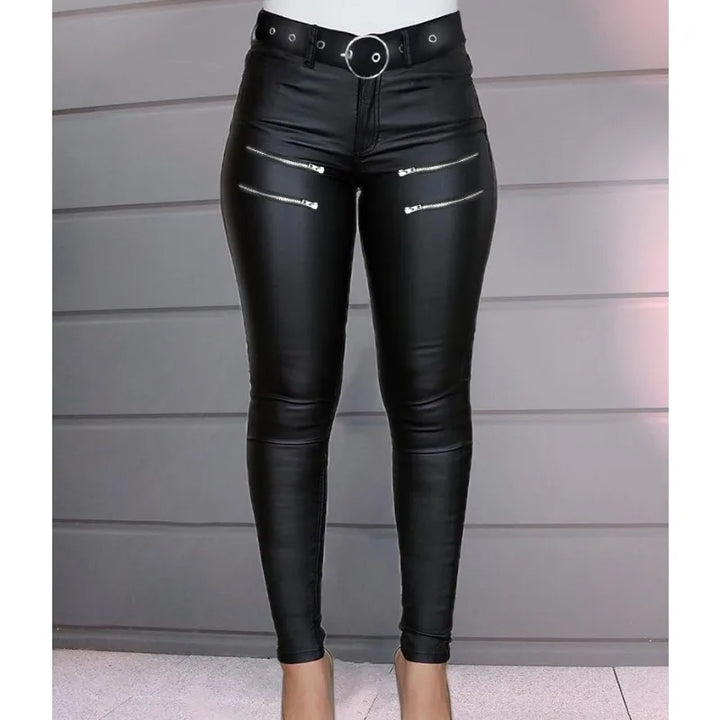 Women's Tight Zipper Decor Fashion Leggings Trousers Street Clothing Women Casual High Waist Skinny Pants