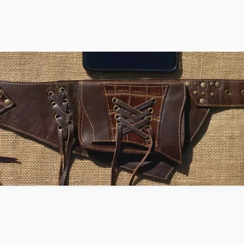 Medieval Steampunk Pouch Bag Viking Knight Pirate Costume Men Women Vintage Accessory Parts Antique Belt Leather Wallet